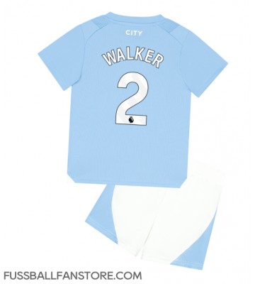 Manchester City Kyle Walker #2 Replik Heimtrikot Kinder 2023-24 Kurzarm (+ Kurze Hosen)